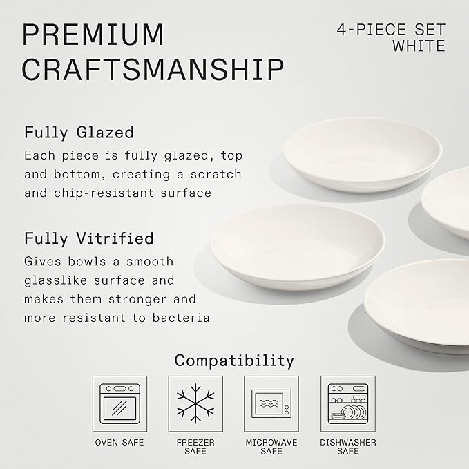 Made In Cookware - Set of 4 - Entrée Bowls - White - Porcelain England