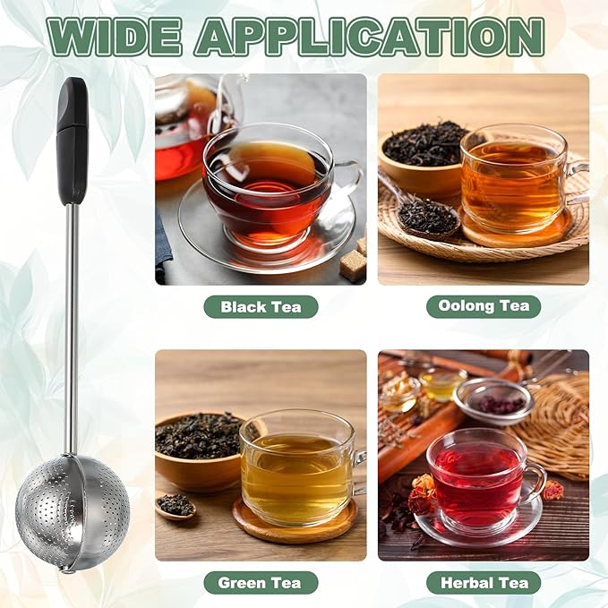 uxcell Tea Infuser for Loose Leaves, Stainless Steel Tea Infuser Filter with Round Plate, Twisting Handle Steeper Strainers for Cup and Teapot, Ball Shaped, Black