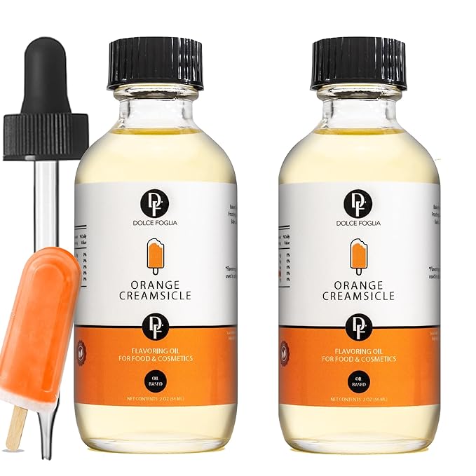 Dolce Flav Orange Creamsicle Extract - 2 Ounce Oil-Soluble Kosher, Sugar-Free, Concentrated Orange Creamsicle Flavor for Candy, Chocolates & Desserts, Pack of 2