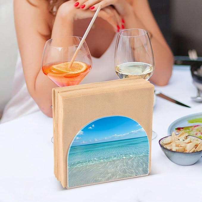 Napkin Holder Acrylic Napkin Holders for Table, Tissue Paper Cocktail Napkin Holder for Kitchen Dinner Napkins Dispenser for Bar Accessories, Blue Ocean 1 Pack