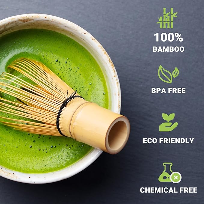 Matcha Whisk Set, Matcha Set, 6 Pieces, with Bamboo Whisk, Ceramic Bowl & Sifter Complete Matcha Powder Tea Includes Scoop & Spout Bowl, Traditional Japanese Tea Accessories for Home (set of 6 - B)