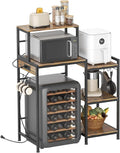Mini Fridge Cabinet with Storage Shelves, Microwave Stand with 2 AC/2 USB Outlets, Coffee Bar Cabinet with Mini Fridge Space, Utility Storage Shelf for Home Kitchen Dorm Office