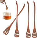 4PCS Wooden Honey Dipper Sticks - Natural Honey Drizzler Stirrer for Tea, Coffee, Syrup (7.3"),Reusable Honey Comb Spoon Set for Jar Dispensing Bread Spread Chocolate Caramel (Brown)
