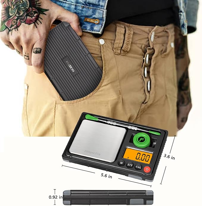 Fuzion Gram Scale, 200g/0.01g Rechargeable Pocket Scale, 6 Units Conversion, Mini Scale Gram and Ounce, Jewelry Scale, Reloading Scale, Great for Food, Spices, Powder, Coins