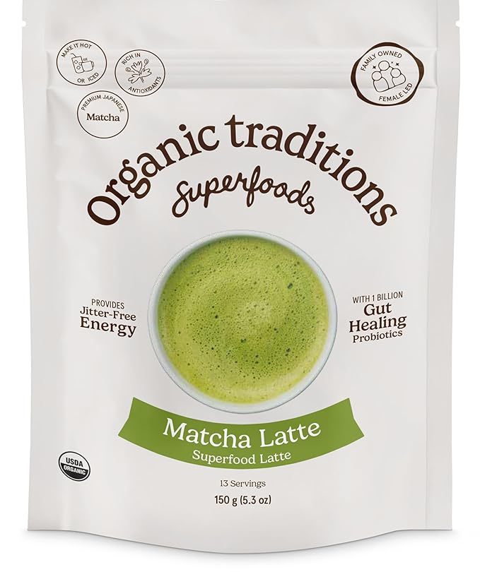 Organic Traditions Matcha Latte Green Tea Powder | Premium Authentic Japanese Matcha | Sourced in Japan | 150g/5.3oz Bag