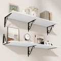 RICHFOCUS 12 Inch Deep Floating Shelves for Wall, 39" W x 12" D Wood Wall Shelves Set of 2, Wide Floating Shelves for Living Room, Bedroom, Kitchen, Bathroom and Decor Storage, White