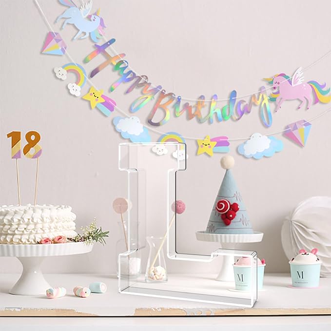 13.8" Acrylic Letter Charcuterie Tray, Charcuterie Letters Fillable Box for Food, Reusable Serving Cake Candy Dish Display Tray for Birthday Anniversary Party Decoration (Letter L)