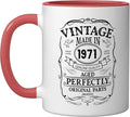54th birthday, retro Vintage Design, man, woman 1971 Ceramic Mug, Red/White