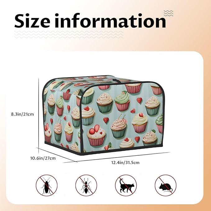 Strawberry Cake 4 Slice Toaster Cover Wide Slot Dustproof Bread Maker Cover Fingerprint Bakeware Protection Kitchen Appliance Cover Toaster Bag