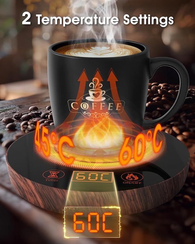 Coffee Warmer for Desk with Auto Shut Off, Coffee Mug Warmer for Desk with Auto Shut Off,2 Adjustable Temperatures & 1-12 Hours Timer (Xmas Coffee Gifts)