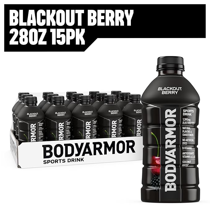 BODYARMOR Sports Drink, Blackout Berry, Electrolyte Drink Hydration, 28 Fl Oz Bottles (15 Pack), Flavored Coconut Water with B Vitamins & Antioxidants