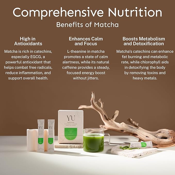 Yu Tea Organic Ceremonial Grade Matcha Powder | Packed with Antioxidants, L-Thanine & Natural Caffeine | Unsweetened Grade A Japanese Matcha Powder | Resealable Pouch, 2.65 oz, 50 Servings