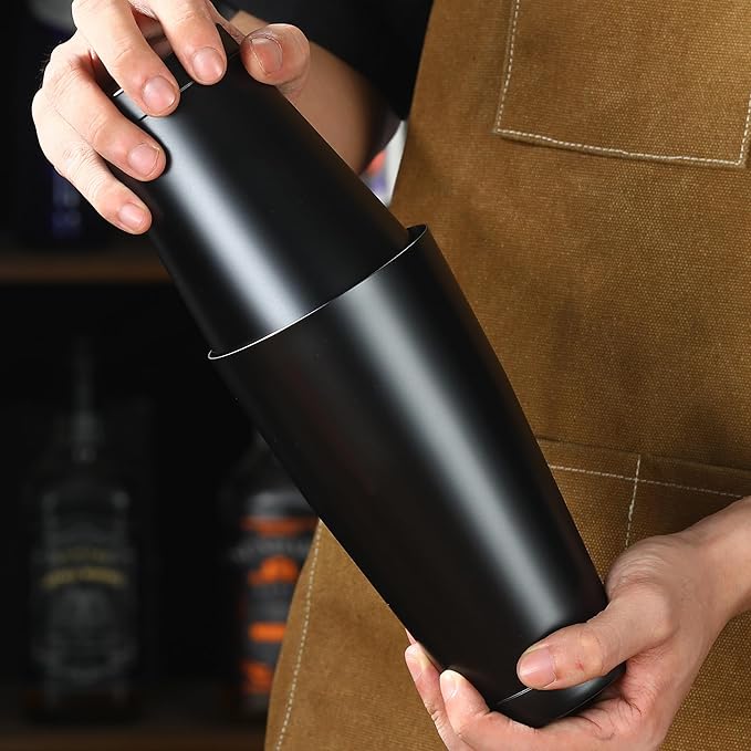 Boston Shaker Set, 28 Oz and 18 Oz Weighted Tins, Matte Black Stainless Steel, Hand Wash (Matte Black)