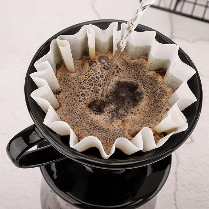 EUSOAR 1-4 Cup White Coffee Filters, Pack of 50 Small Size Disposable Basket Paper Filter, for Single Pour Over and Drip Coffee Makers, for Home Commercial Coffee Dripper and Brewers