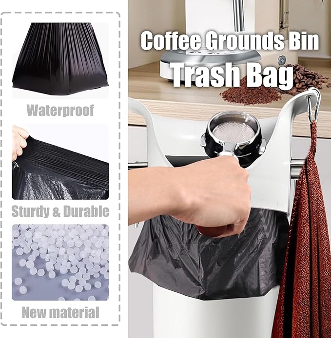 Trash Bags Large for Espresso Coffee Grounds Standing Knock Box 17L Commercial Garbage Bags for Floor Knock Box Coffee Shop Essentials 13.7''X35.8'',2 Roll/50 pcs