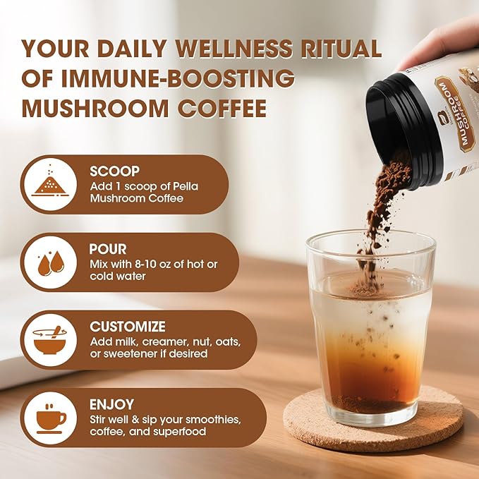 B BEWORTHS 2Pack Mushroom Coffee Powder with MCT Oil - 10 Mushroom Lion's Mane, Turkey Tail, Reishi, Cordyceps & Chaga - Instant Arabica Mushroom Coffee for Focus, Immune, Gut & Brain Health | Keto