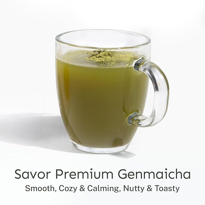 Yu Tea Organic Genmaicha Green Tea Powder, 75 Servings | Japanese Green Tea & Roasted Brown Rice | Low Caffeine & Unsweetened | Relaxation, Antioxidants & Digestion | Resealable Pouch, 2.65 oz