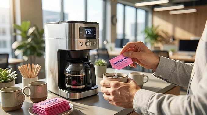 Zero Calorie Sweetener – 500 Count. A Pink Sweetener with Saccharin, No Aftertaste. Perfect for Coffee, Tea, and Baking. A Keto-Friendly, Vegan, and Gluten-Free Sugar Substitute for a Healthy Lifestyle.