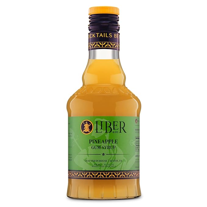 Liber & Co. Pineapple Gum Syrup - Craft Cocktail Mixer with 60% Pineapple Juice, Pure Cane Sugar & Gum Arabic - Essential for Pisco Punch, Jungle Birds & Tiki Cocktails - Makes 25 Drinks (12.7 oz)