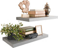 Grey 24 Inch Rustic Floating Shelves for Wall, Wooden Deep Floating Shelves Set of 2, Wall Shelves for Bathroom Over Toilet, Live Edge Display Shelf with Invisible Brackets for Home Decor