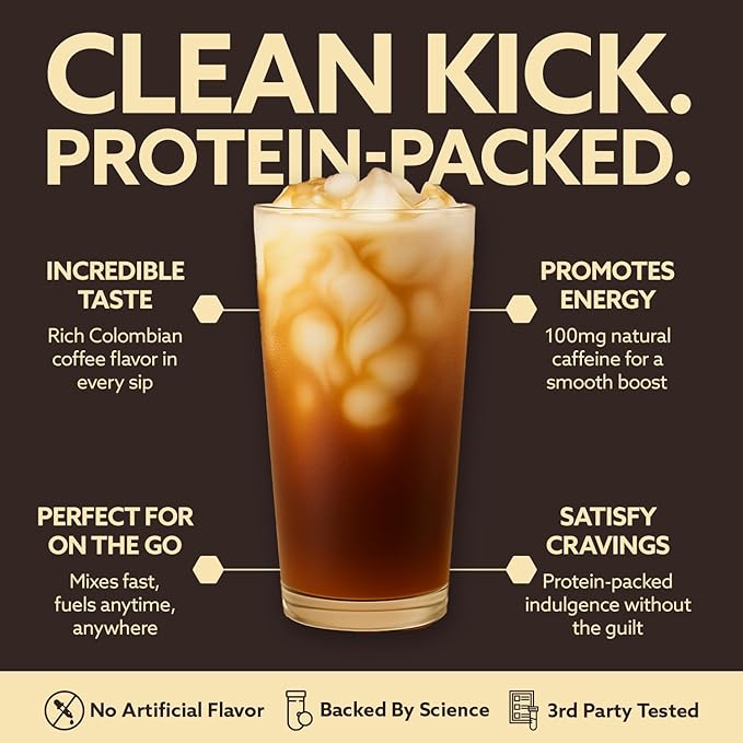 INVIGOR8 High Protein Coffee Powder 25 Grams Whey Isolate100mg Natural Green Tea Caffeine | 0 Added Sugar Keto Gluten Free 99.9% Lactose Free | Hot or Iced15 Serving 15 Servings (17 OZ, Original)