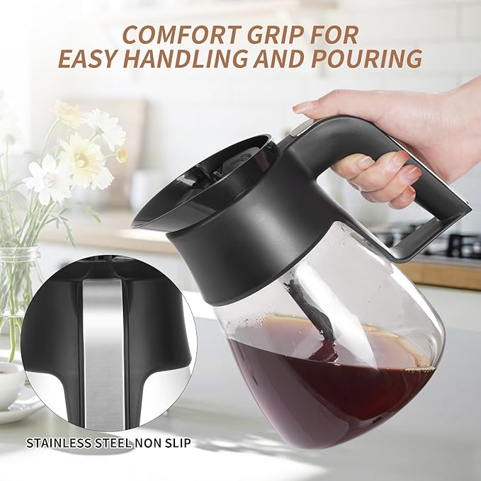 10 Cup Coffee Pot Replacement for Ninja Specialty Coffee Maker, Glass Coffee Carafe Compatible with Ninja CM401 CM371 CP300 CP301 CM300 CM400 CF091 ect.
