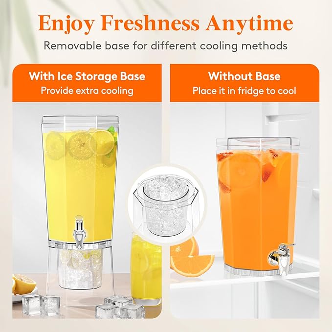 Lifewit 1 Gallon Plastic Drink Dispenser 4 Pack, Juice Containers with Lid for Party, Ice Beverage Dispenser with Stand for Lemonade/Soda/Tea, BPA Free