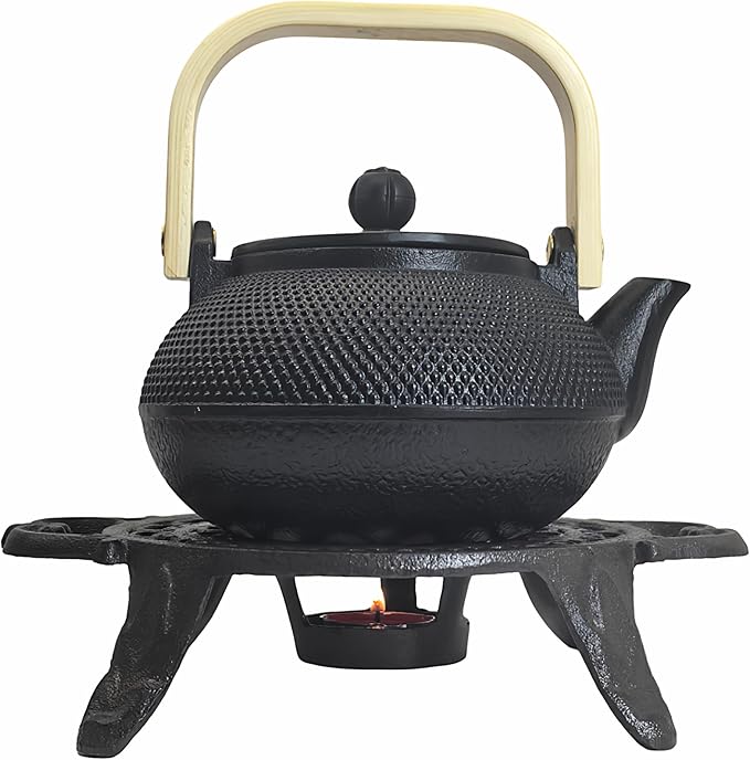 Cast Iron Tea Set with Teapot and Warmer, Japanese Tetsubin, 30.4oz Small Teapot with Infuser for Loose Leaf, Asian Tea Kettle for Stovetop Safe, Elegant Durable Tea Pot Set Gift