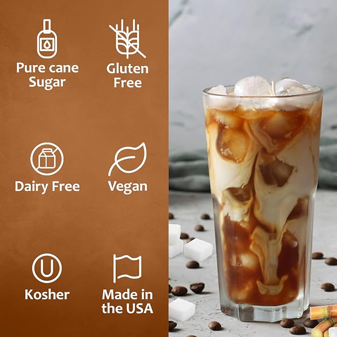 Syruvia Coffee Syrup, Cane Sugar Sweetener Flavored Syrup for Drinks, Lattes, and Desserts – 25.4 fl oz, With Pump