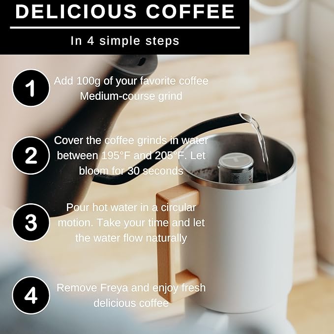 HASTINGS 68 Oz Pour Over Coffee Maker Set with Double Layer Reusable Stainless Steel Filter 8-Cup and Wood Handle - Dual Wall Heat Resistant Drip Coffee Brewer, Pour Over Coffee Dripper Carafe, Gray