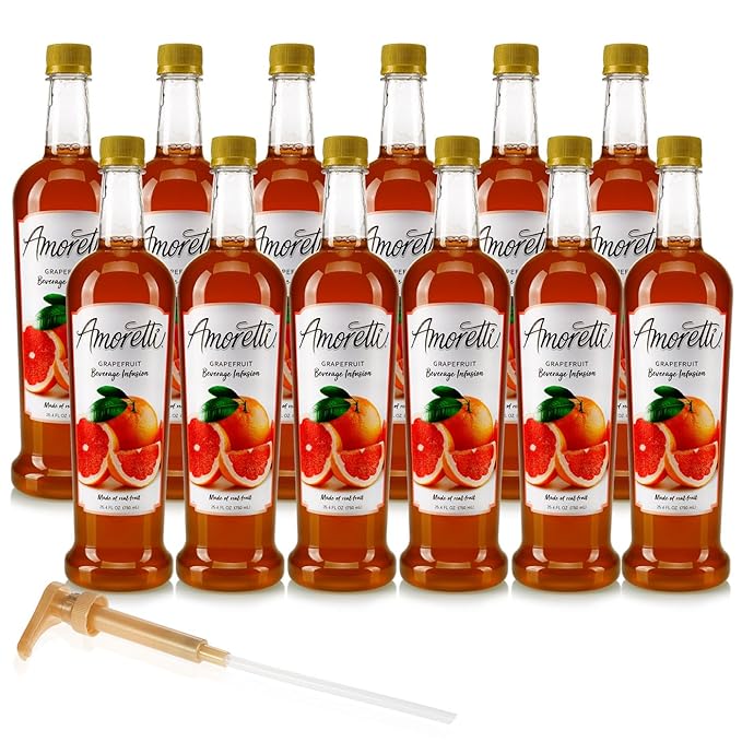 Amoretti - Grapefruit Beverage Infusion, 94 Servings Per Bottle (750 ml) - Drink Mix & Water Enhancer with Pump for Flavoring Cocktails, Waters, Teas, and other Beverages, Preservative Free
