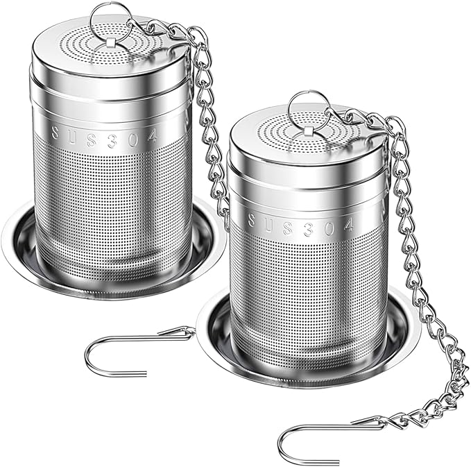 2 Pack 18/8 Stainless Steel Tea Infuser, Extra Fine Mesh Tea Infusers for Loose Tea, Tea Strainer Steeper Filter for Brew Tea, Spices & Seasonings (2)