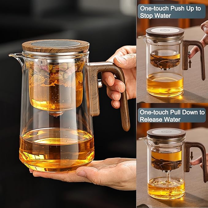 Enchanti Tea Pot- 600ml/20.3oz Magic Witchcraft Enchanted Glass Teapot with Strainer, Loose Tea Innovative Water Separation Magnetic Teapot, Borosilicate Glass Tea Infuse (20.3oz)