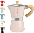 Mongdio Stovetop Espresso Maker Moka Pot, Cuban Coffee Maker Stove top coffee maker Moka Italian Espresso Greca Coffee Maker Brewer Percolator, 6 Espresso Cups, 10 oz - Pink
