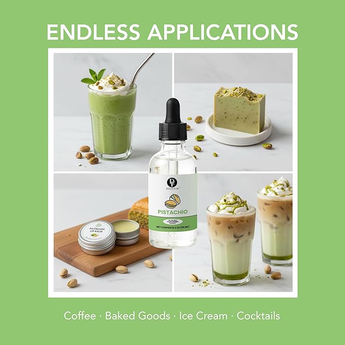 Natural Pistachio Oil Flavoring – 2 Ounce Oil-Soluble Premium Flavoring for Chocolate, Desserts & Baking | Ideal for Dubai Chocolate, Truffles, Cakes & More