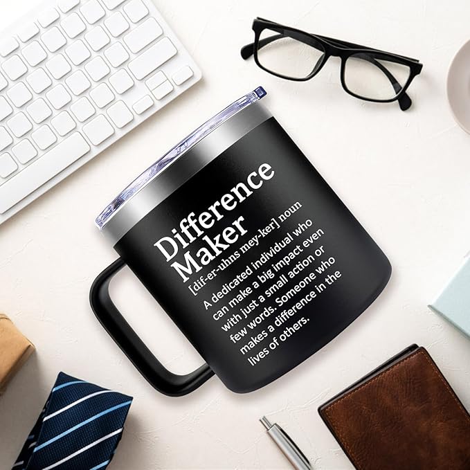 Fufendio Thank You Gifts for Men - Difference Maker Mug 14oz for Employee - Christmas, Birthday Gift for Men - Appreciation Gifts for Coworker, Teacher, Boss, Assistant Principal