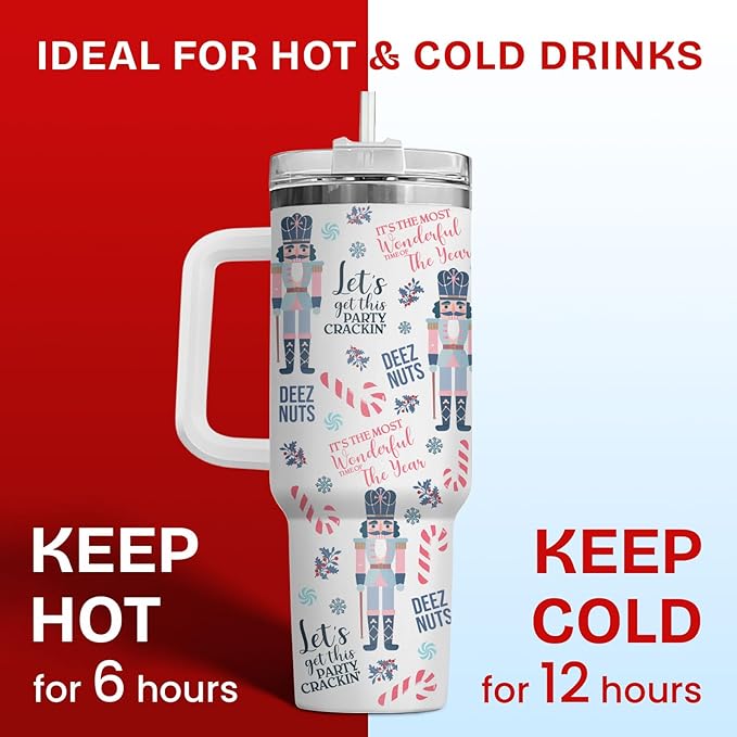 34HD Christmas Gifts for Women, Movie Tumbler 40 Oz with Handle, Coffee Travel Cup, Xmas Coffee Mug, Movie Lovers Gifts