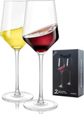 MICHLEY Long Stem Crystal Wine Glasses Set of 2-17.6 oz Lead-Free Crystal Glassware for Red & White Wine,Elegant Drinking Cups for Weddings, Parties, Gifts