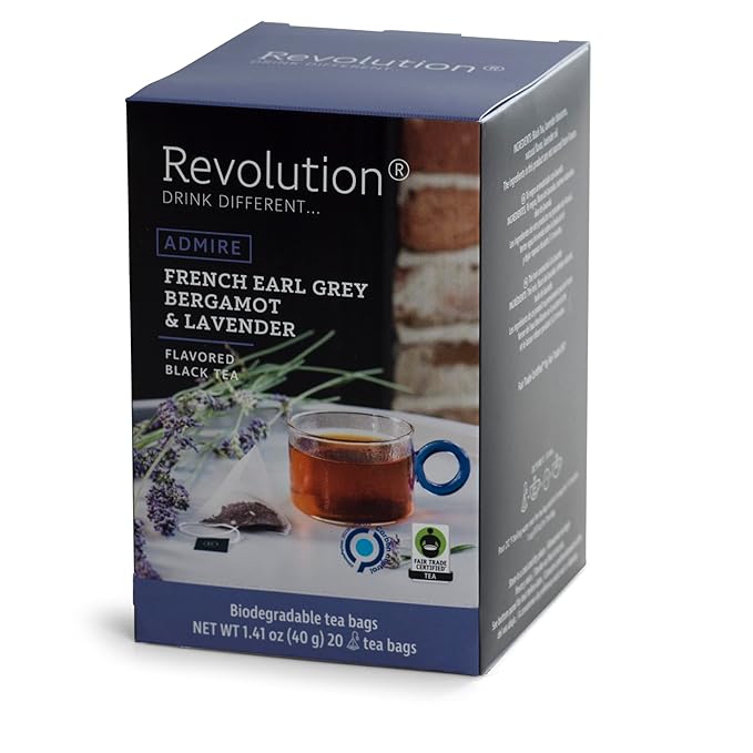 REVOLUTION TEA® Earl Grey Lavender [THE ORIGINAL] – French Earl Grey Bergamot & Lavender – Premium Full Leaf Tea – Biodegradable Infuser Tea Bags – Flavored Black Tea – 20 Bags