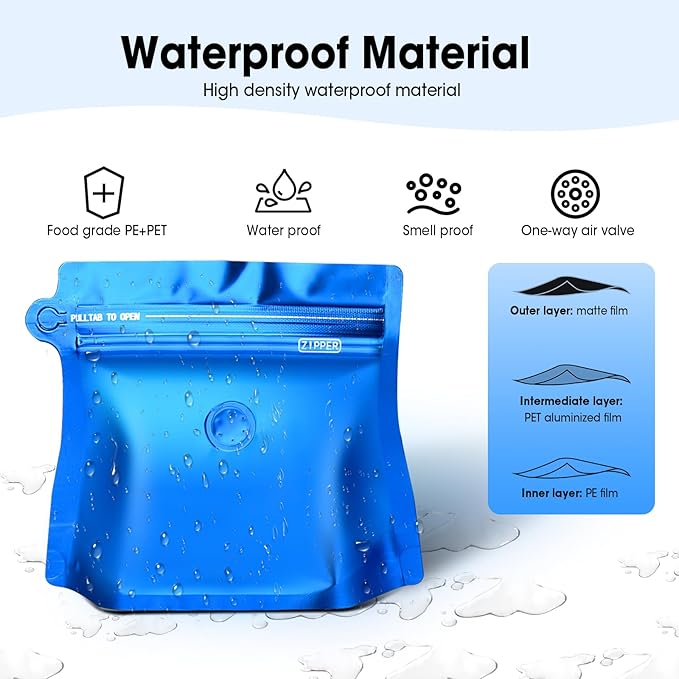 16oz 1lb 60pcs Coffee Bags with Valve,Vented Coffee Bag Barrier Bags Store Bags Coffee Packaging Coffee Storage Pouches Stand-up Bags for Food Diamond Shaped Need to Use Heat Sealing Machine（Blue）