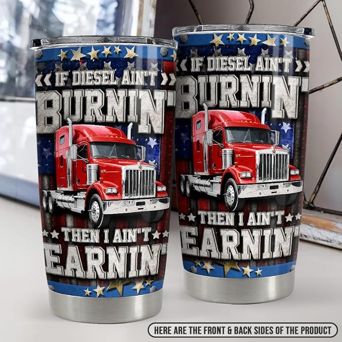 SANDJEST Trucker Tumbler 20oz Stainless Steel Insulated Travel Mug Cup for Men Dad Husband Truck Driver Gifts for Birthday Christmas Fathers Day