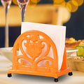 Napkin Holder for Table - Vintage Farmhouse Kitchen Restaurant Cast Iron Napkin Holder for Dinner Cocktail Paper Napkins, Orange