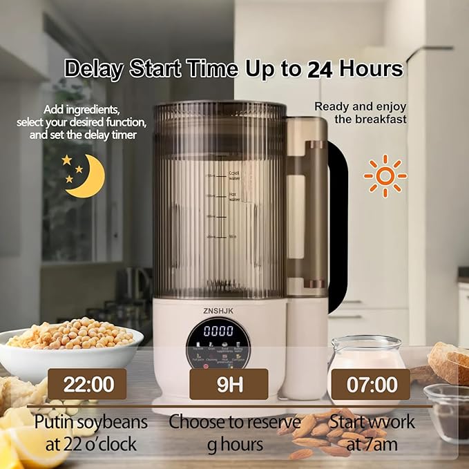 50oz Nut Milk Maker Machine, 10-in-1 Soy, Almond, Oat & Rice Milk Maker with 12 Stainless Steel Blades, Plant-Based Vegan Blender with Delay Start, Temp Hold, Boil Water & Easy Self-Cleaning