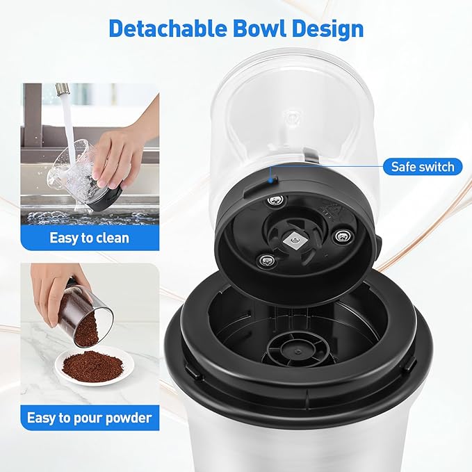Coffee Grinder Electric Spice Herb Seeds Grinder with Two Glass Bowl, Dry and Wet Grinder