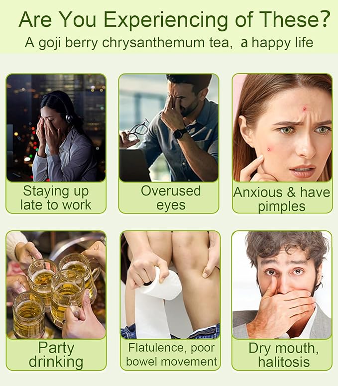 15 Bgas Goji Berry Chrysanthemum Tea for Liver Health, Dandelion Wolfberry Tea Bags, Chinese Health Herbal Tea, Include Cassia Seed, Licorice, Orange Peel, Gardenia, Tea Loose Leaf(1Box,15 Bags)