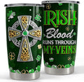 SANDJEST Irish Tumbler 20oz Celtic Cross Stainless Steel Tumbler with Lid Gift for Women Birthday Christmas