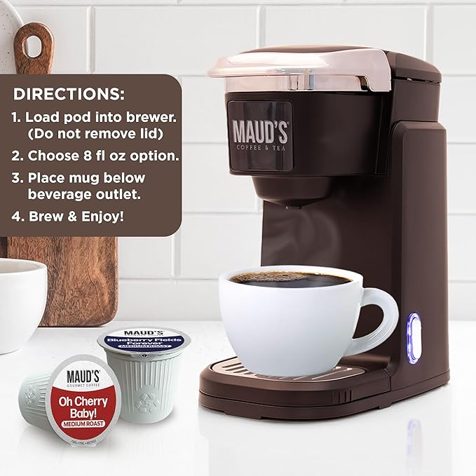 Maud's Blueberry, Cherry & Raspberry Chocolate Flavored Pods Bundle, 54 ct, Medium Roast Flavored Coffee in Recyclable Single Serve Pods – 100% Arabica Coffee, Compatible with Keurig K Cups Maker
