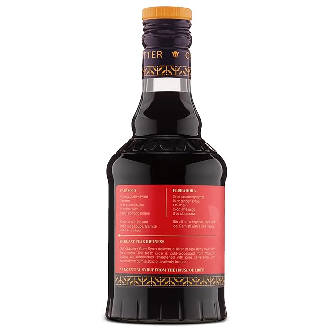 Liber & Co. Raspberry Syrup for Drinks - Cocktails, Coffee, & Soda Flavoring - Makes 25 Drinks - Real Raspberry Simple Syrup - Liber & Co. (12.7 oz)
