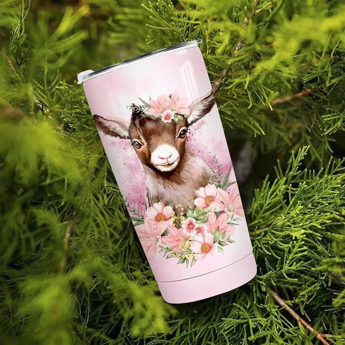 winorax Goat Tumbler 20oz Just A Girl Who Loves Goats Tumblers Stainless Steel Insulated Coffee Cup with Lid Gift For Women Girls Birthday Christmas Presents Stuff