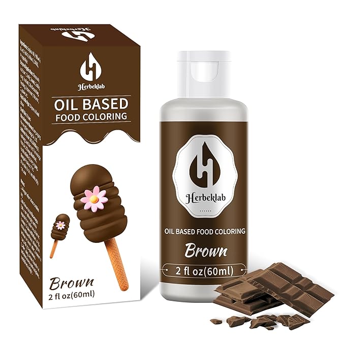 Brown Oil Based Food Coloring – 2 fl oz Professional Grade Concentrated Oil Food Dye for Melting Chocolate, Candy Melts, Cake Pops, Strawberries & Baking